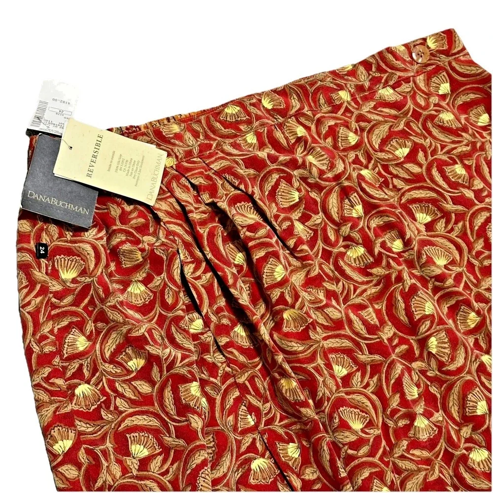 NWT VTG Dana Buchman 100% Silk Reversible Boho Maxi Skirt Plus 24
